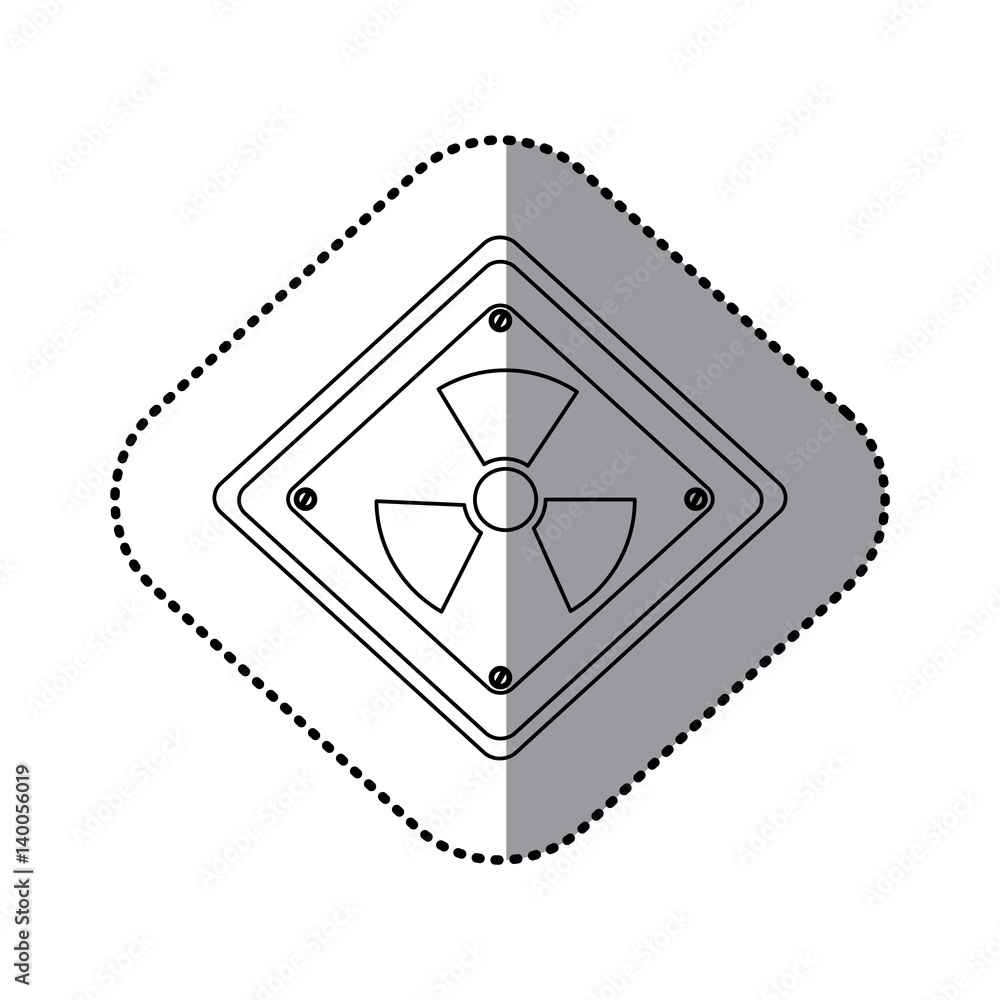 monochrome silhouette sticker with square plate with radioactive symbol vector illustration monochrome silhouette sticker with square plate with radioactive symbol vector illustration