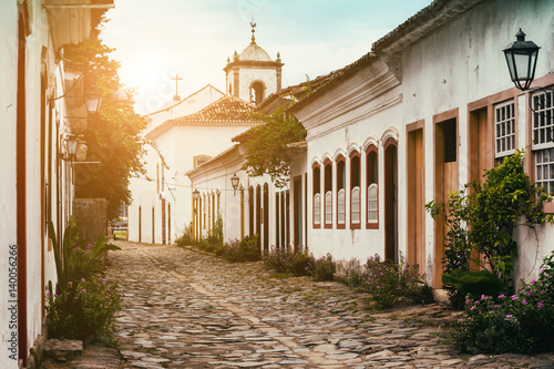streets of the historical town Paraty Brazil photo