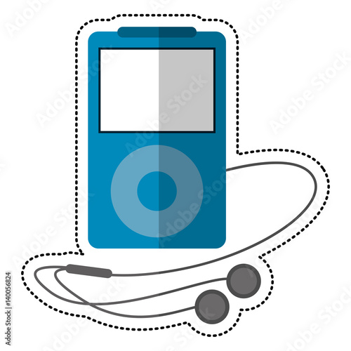 blue mp3 player headphones vector illustration eps 10