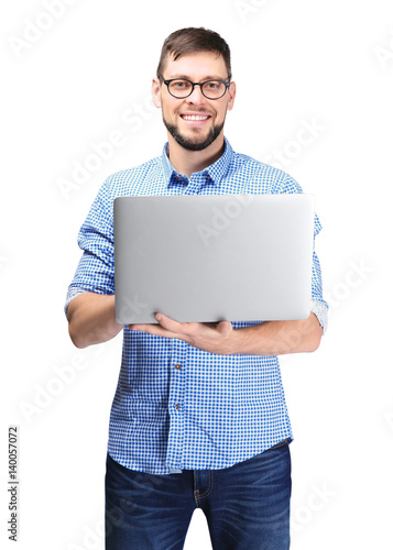 Handsome young programmer w...