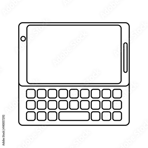 smartphone mobile technology keyboard line vector illustration eps 10