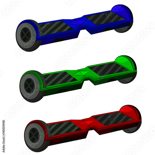 Giroscooter isolated on white background. Hoverboard modern transportation.