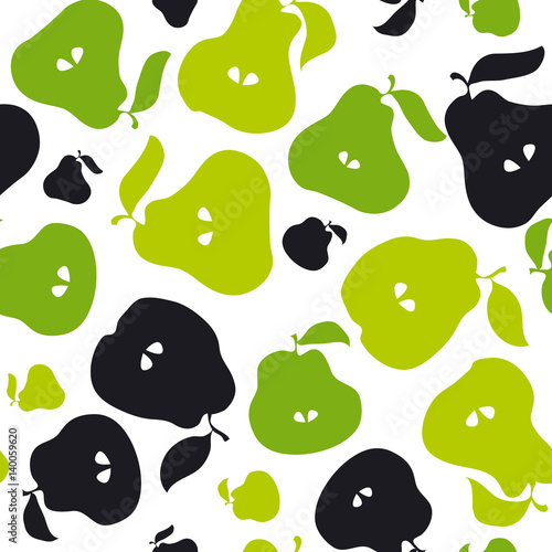 Green pear fruit seamless p...