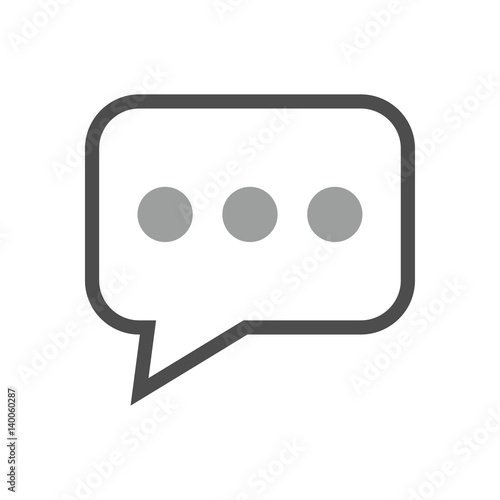 Icono plano silueta comentario cuadrado gris en fondo blanco