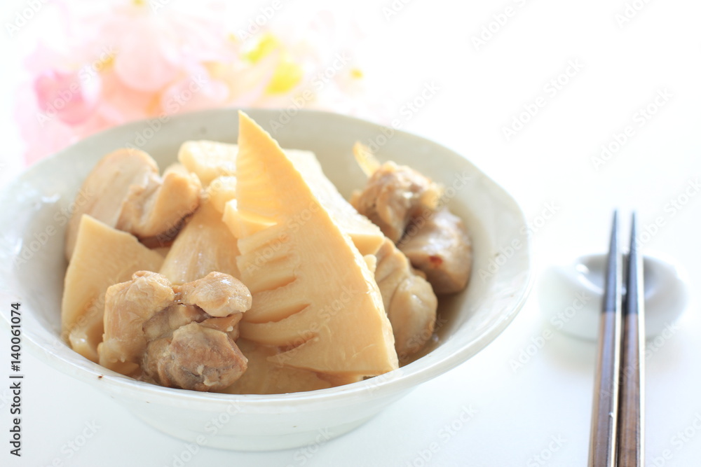 Japanese spring food, bamboo shoots and chicken simmered Japanese spring food, bamboo shoots and chicken simmered