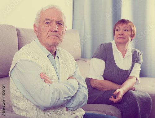 Elderly couple quarrel