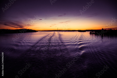 Photography A beautiful, colorful seascape of the Sweden winter eventing from a ferry