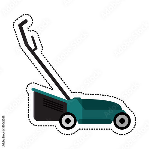 cartoon hand lawn mower gardening vector illustration eps 10