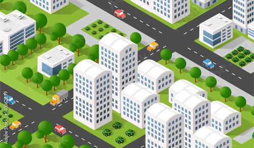 Isometric 3D illustration city urban