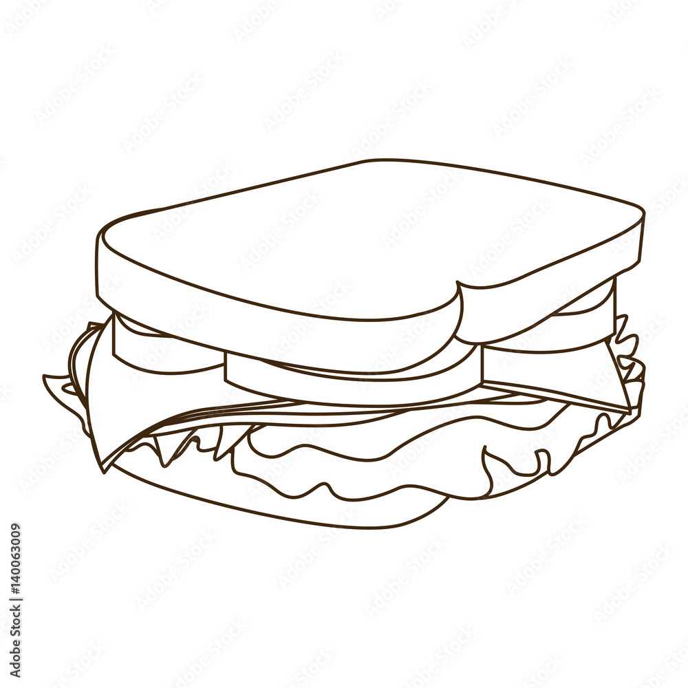 monochrome contour with big sandwich vector illustration monochrome contour with big sandwich vector illustration