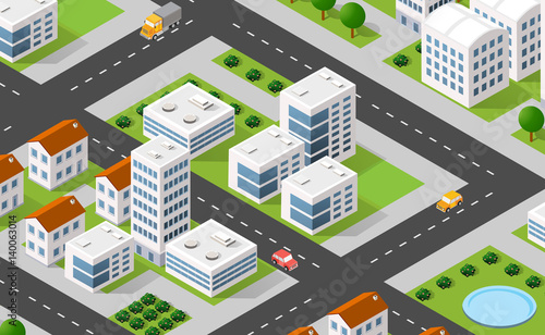 Isometric 3D illustration city urban