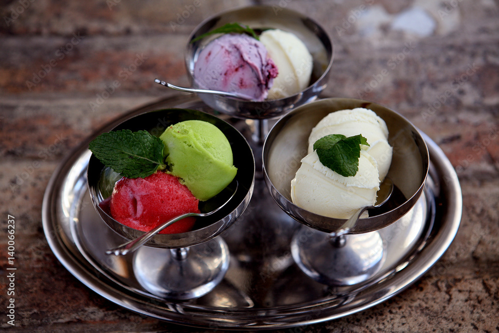 vanilla and berry ice cream in the cafe vanilla and berry ice cream in the cafe