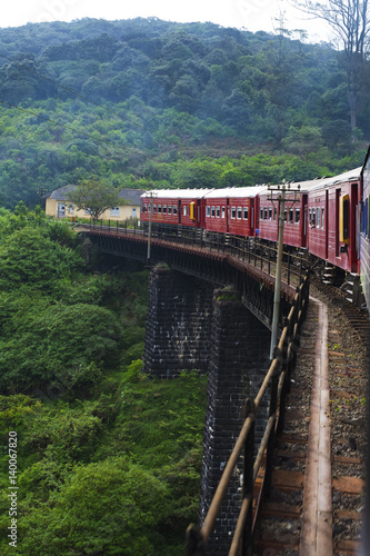Old train on a stone bridge