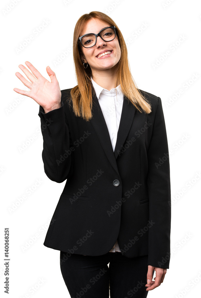 Young business woman saluting Young business woman saluting