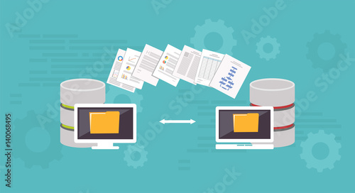 Data Migration.Data management. Transfer file concept.