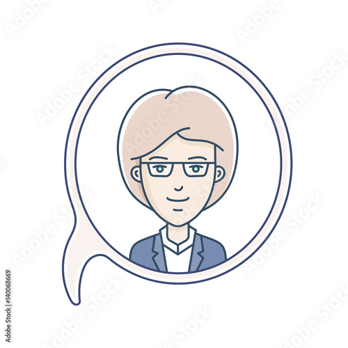 Chat bubble with avatar symbol. Vector icon of communication