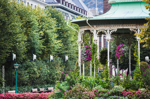 Bilde på lerret Flower garden in the city.