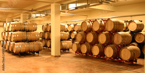 wine cellar with wine barrels