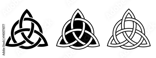 Vector set of three Celtic trinity knots isolated on a white background. photo