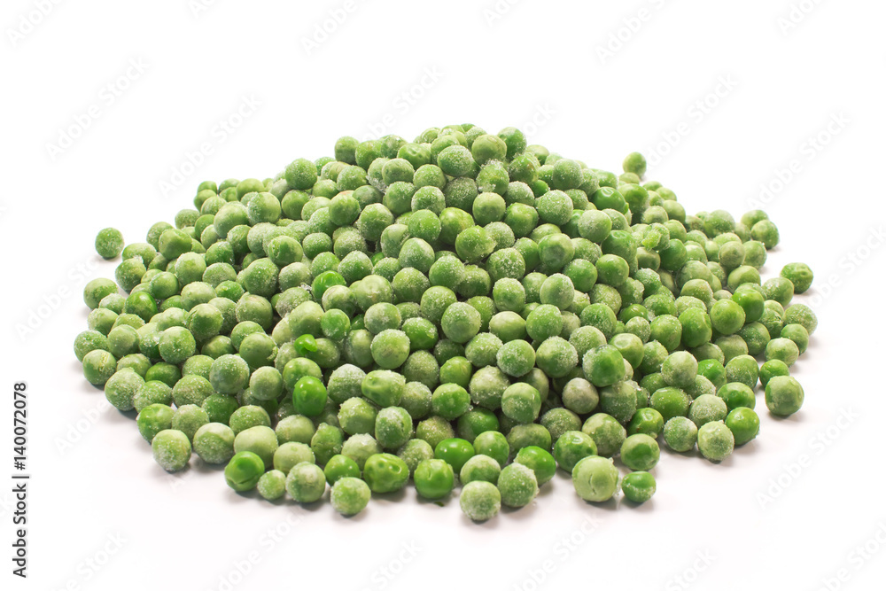 Frozen peas heap isolated on white background Frozen peas heap isolated on white background