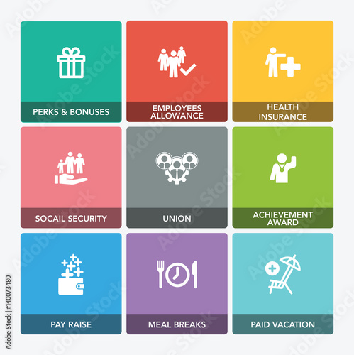 EMPLOYEE BENEFITS ICON SET