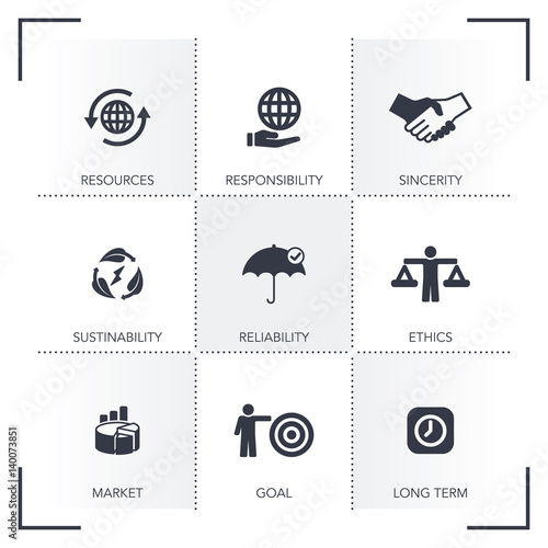 CORPORATE SOCAIL RESPONSIBILITY ICON SET