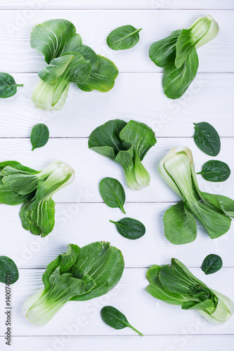 Asian cabbage and spinach, view above