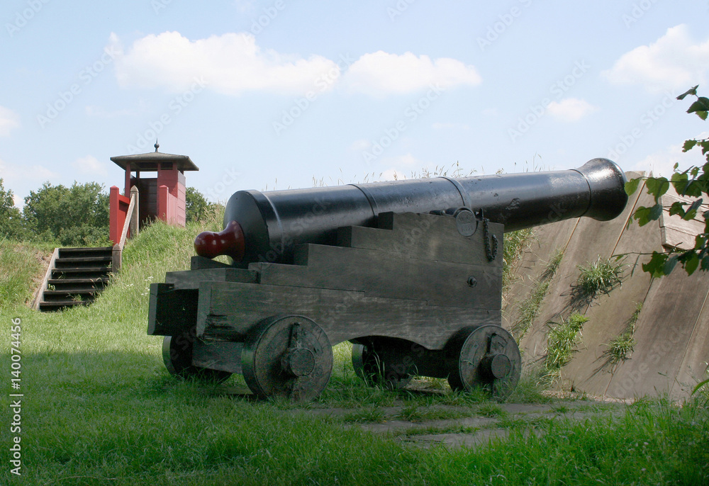 Canon in the forrtess village of Bourtange