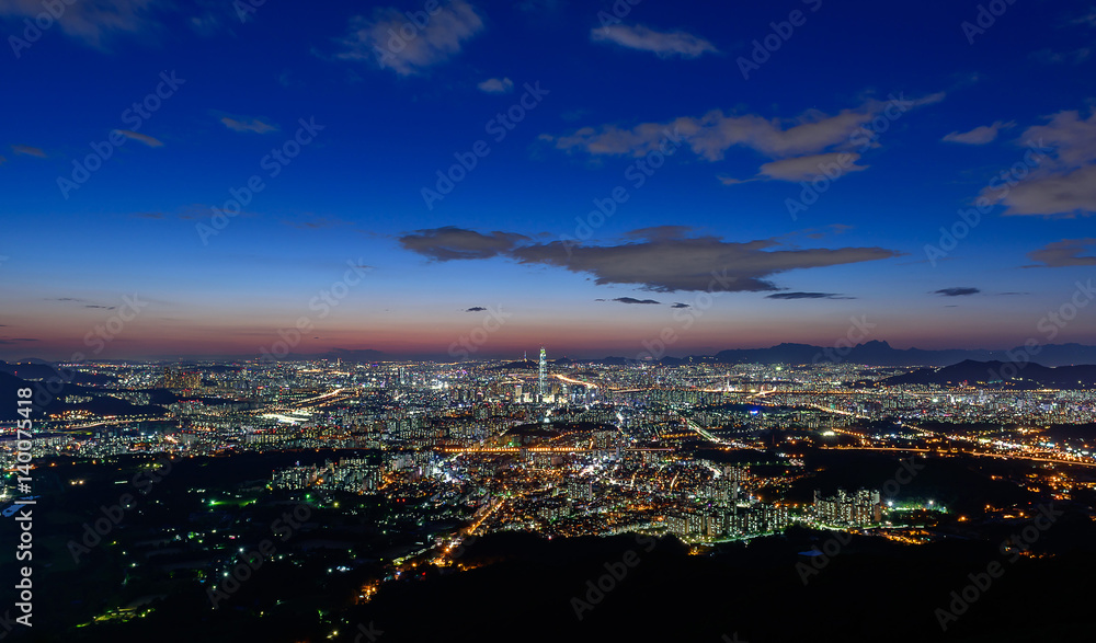 Naklejka premium Korea,Seoul city skyline at night