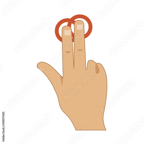 Hand touch screen with two fingers gesture. Vector illustration