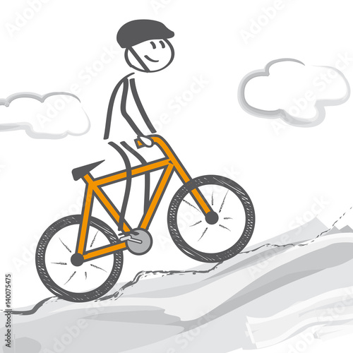 Mountainbiking - Strichmännchen fährt bergauf