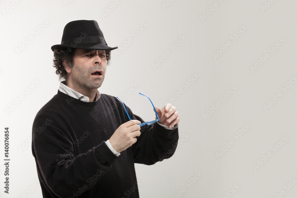Man with hat, portrait Man with hat, portrait