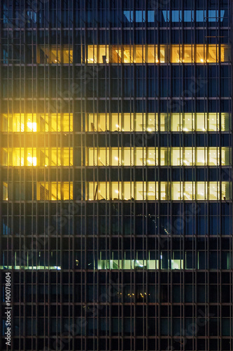 Office building exterior in the late evening