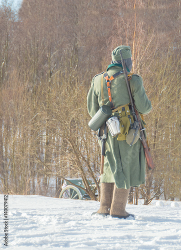 German soldiers at the post  winter guard duty.