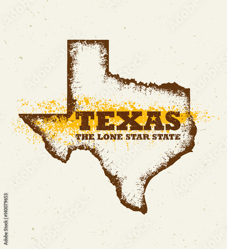 Texas The Lone Star USA State Creative Vector Concept On Natural Paper Background