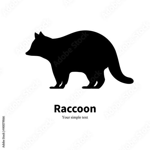 Vector illustration of a black raccoon silhouette