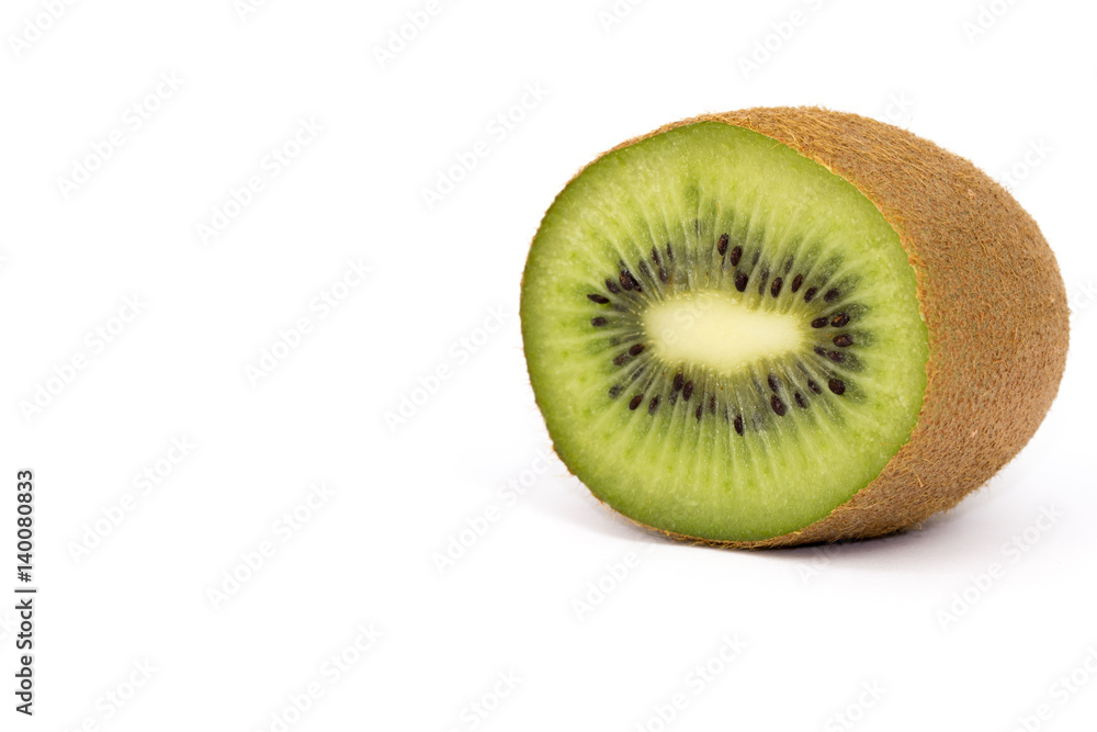 Ripe kiwi fruits on white background, side view Ripe kiwi fruits on white background, side view