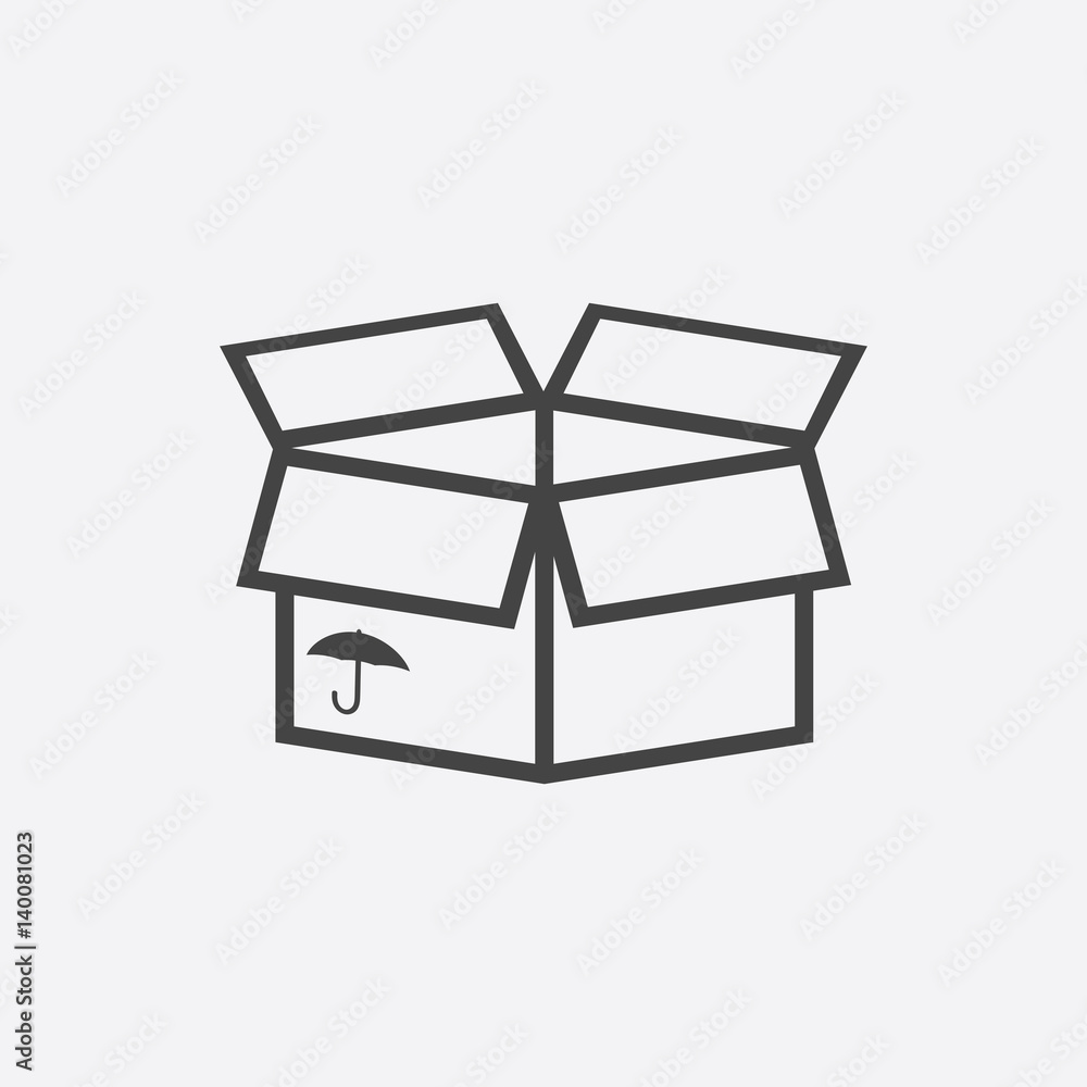Open box icon. Shipping pack flat vector illustration on white background. Open box icon. Shipping pack flat vector illustration on white background.