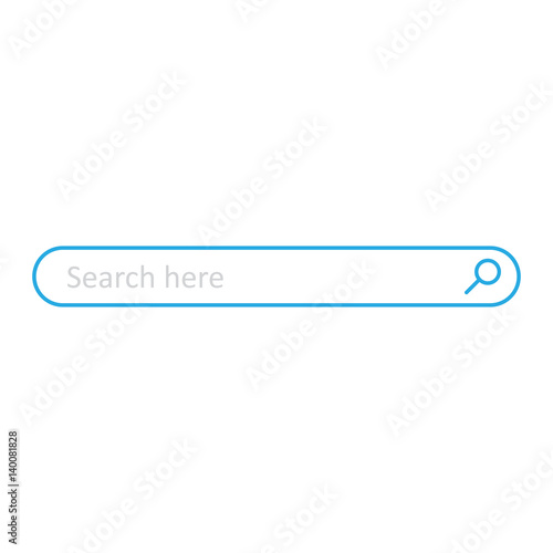 Search bar field. Vector interface element with search button. Flat vector illustration on white background.