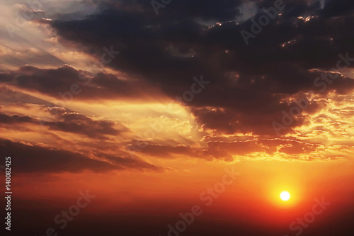 The Dramatic Moment of Sunset Sky and Clouds.