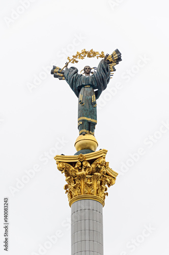 Statue of Berehynia in Kiev on white background