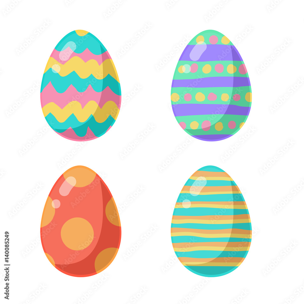 Colored Easter eggs pattern with different style, Vector.