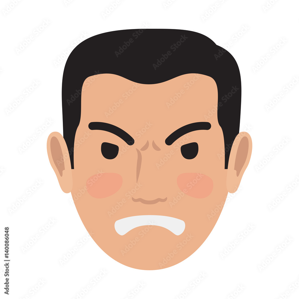 Angry Man Avatar User Pic Front Head View Vector Angry Man Avatar User Pic Front Head View Vector