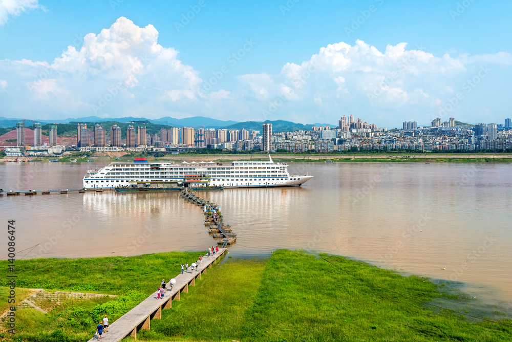 Docked in the Yangtze River cruise