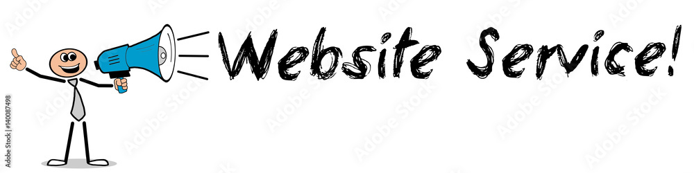 Website Service! / Mann mit Megafon Website Service! / Mann mit Megafon