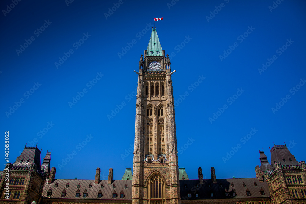 Parliament Building neo-Gothic complex hosting Canada's legislature in Ottawa, Canada