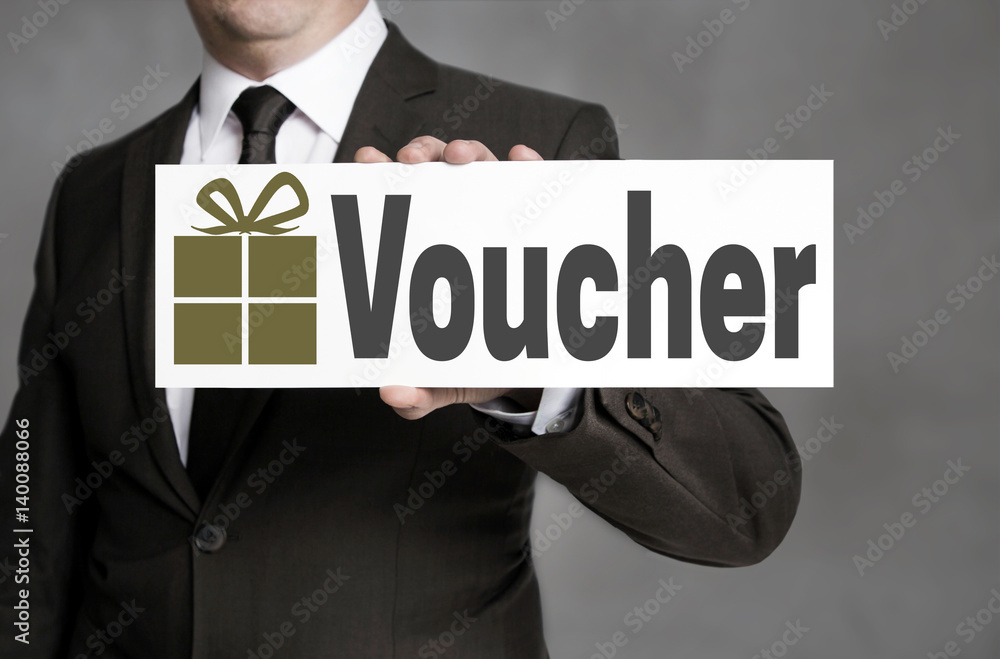 Voucher is held by a businessman Voucher is held by a businessman