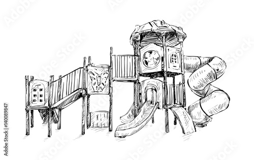 sketch of playground zone for kids, illustration vector