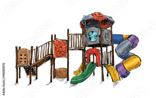sketch of playground zone for kids, illustration vector
