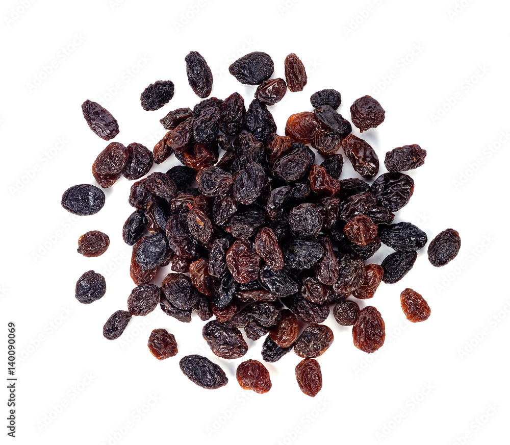 Fototapeta premium Dried raisins on a white background